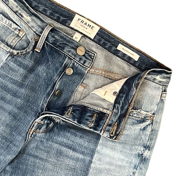 FRAME Nouveau Le Mix Jeans Women’s Size 27 Button Fly Patchwork Denim - Picture 2 of 9